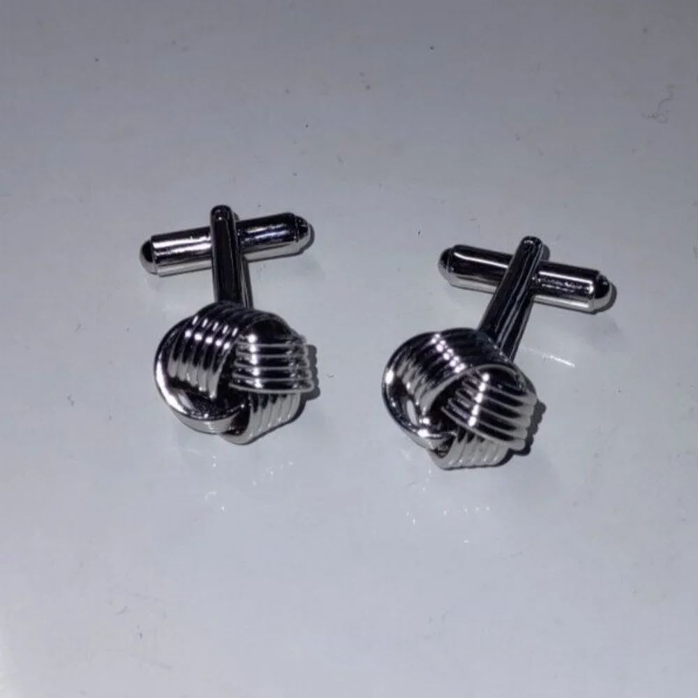 Silver Tone Knot CUFFLINKS - Picture 3 of 4